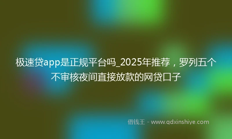 极速贷app是正规平台吗_2025年推荐，罗列五个不审核夜间直接放款的网贷口子