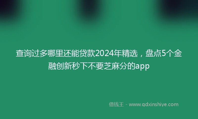 查询过多哪里还能贷款2024年精选，盘点5个金融创新秒下不要芝麻分的app