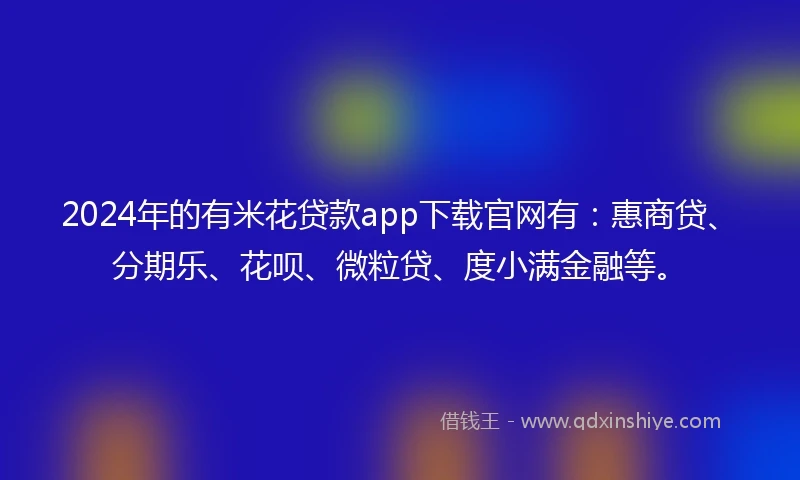 2024年的有米花贷款app下载官网有：惠商贷、分期乐、花呗、微粒贷、度小满金融等。