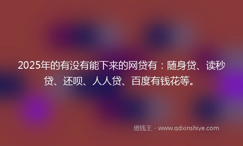 2025年的有没有能下来的网贷有：随身贷、读秒贷、还呗、人人贷、百度有钱花等。