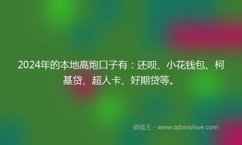 2024年的本地高炮口子有：还呗、小花钱包、柯基贷、超人卡、好期贷等。
