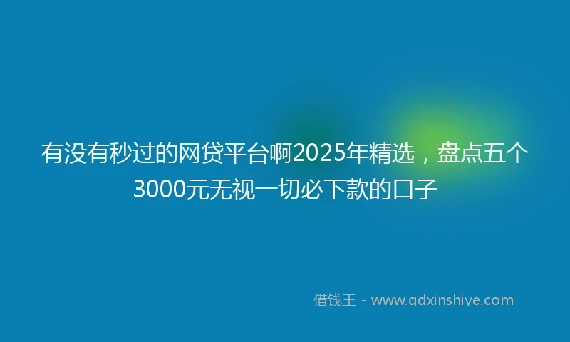 有没有秒过的网贷平台啊2025年精选，盘点五个3000元无视一切必下款的口子