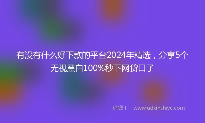 有没有什么好下款的平台2024年精选，分享5个无视黑白100%秒下网贷口子