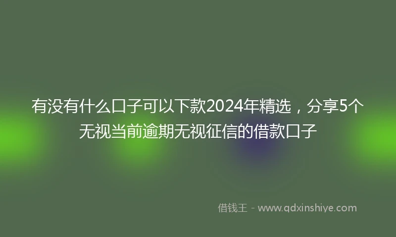 有没有什么口子可以下款2024年精选，分享5个无视当前逾期无视征信的借款口子