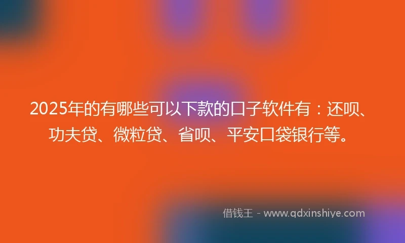 2025年的有哪些可以下款的口子软件有：还呗、功夫贷、微粒贷、省呗、平安口袋银行等。
