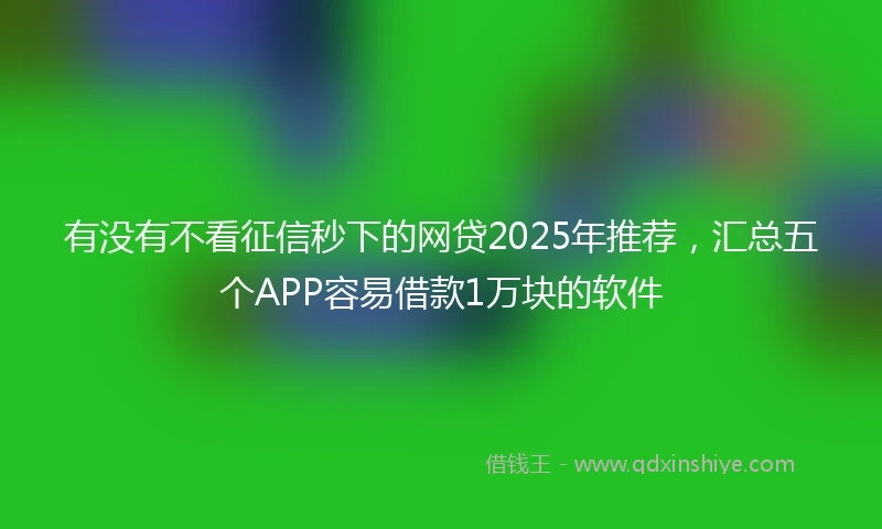 有没有不看征信秒下的网贷2025年推荐，汇总五个APP容易借款1万块的软件