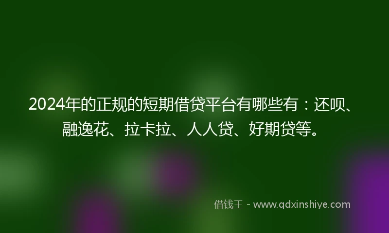 2024年的正规的短期借贷平台有哪些有：还呗、融逸花、拉卡拉、人人贷、好期贷等。