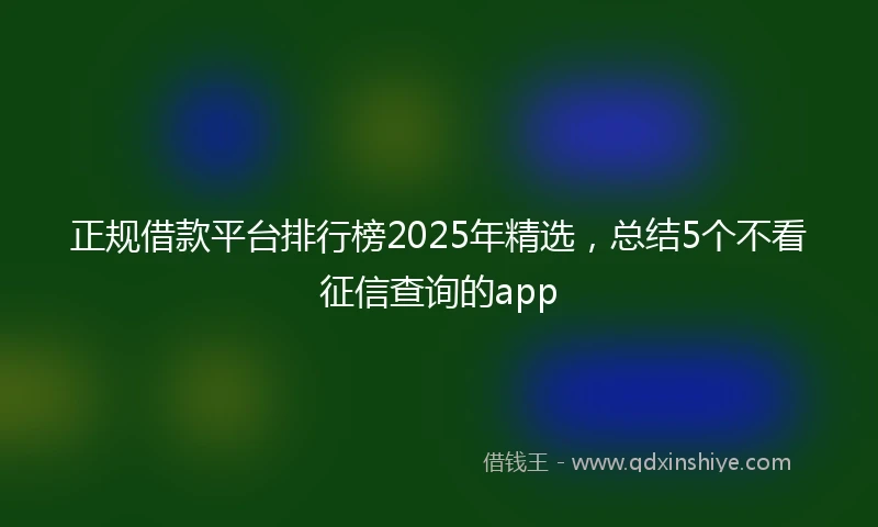 正规借款平台排行榜2025年精选，总结5个不看征信查询的app
