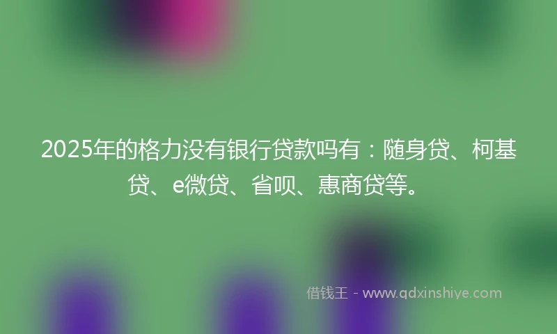 2025年的格力没有银行贷款吗有：随身贷、柯基贷、e微贷、省呗、惠商贷等。