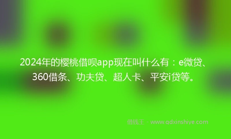2024年的樱桃借呗app现在叫什么有：e微贷、360借条、功夫贷、超人卡、平安i贷等。
