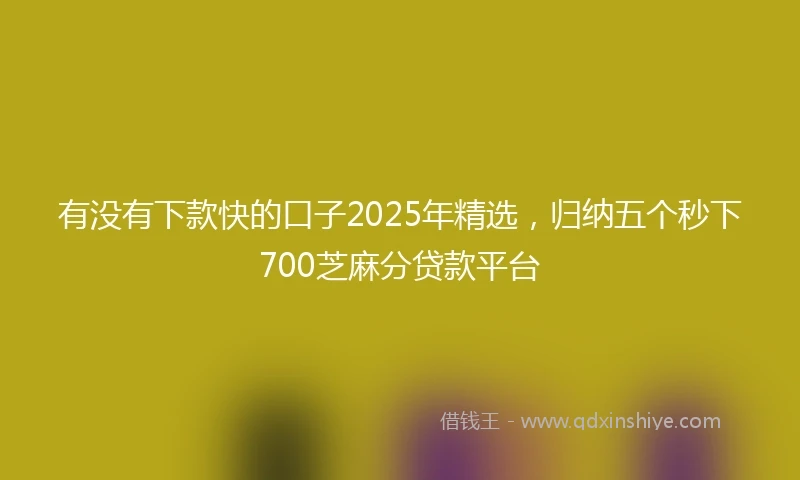有没有下款快的口子2025年精选，归纳五个秒下700芝麻分贷款平台