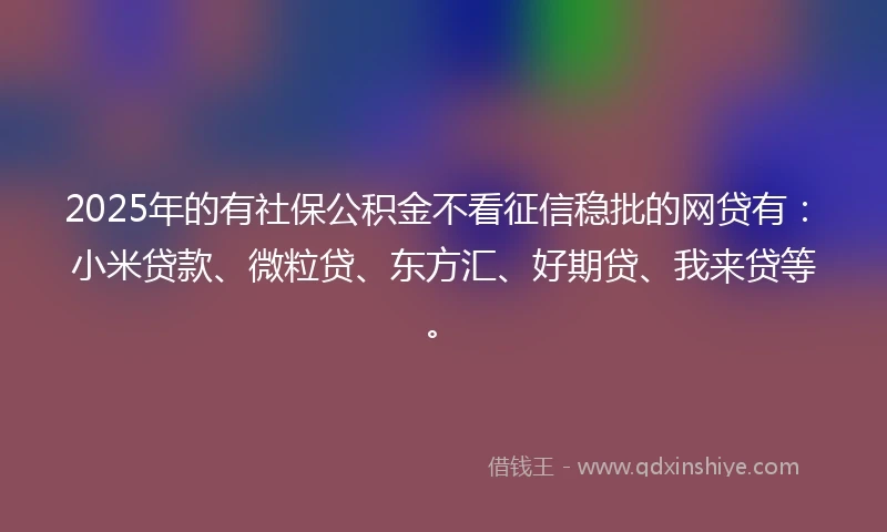 2025年的有社保公积金不看征信稳批的网贷有：小米贷款、微粒贷、东方汇、好期贷、我来贷等。