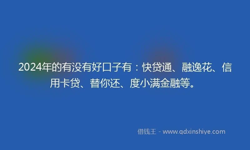 2024年的有没有好口子有：快贷通、融逸花、信用卡贷、替你还、度小满金融等。