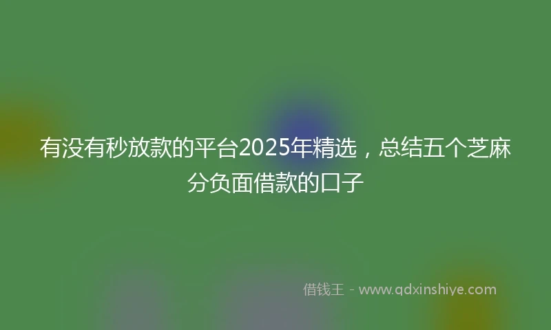 有没有秒放款的平台2025年精选，总结五个芝麻分负面借款的口子