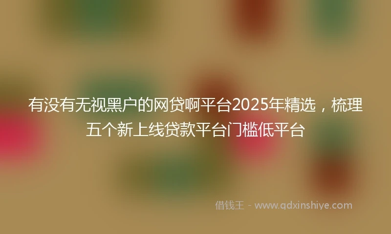 有没有无视黑户的网贷啊平台2025年精选，梳理五个新上线贷款平台门槛低平台