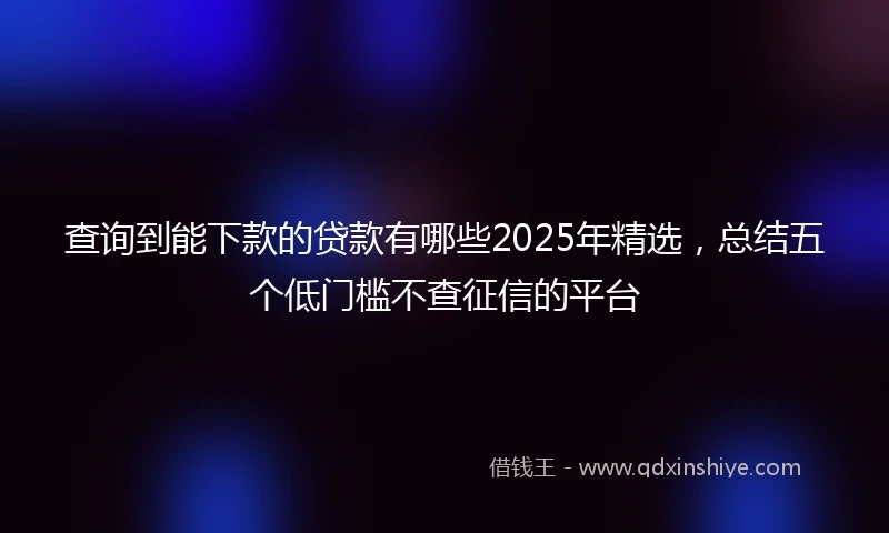 查询到能下款的贷款有哪些2025年精选，总结五个低门槛不查征信的平台