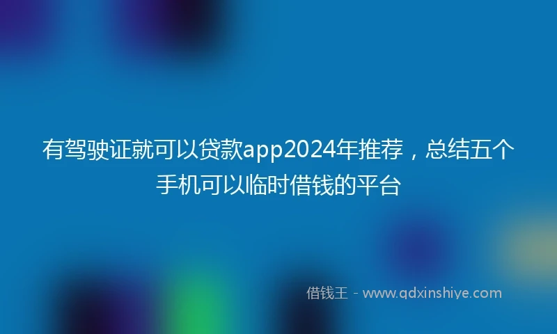 有驾驶证就可以贷款app2024年推荐，总结五个手机可以临时借钱的平台