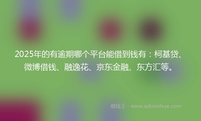 2025年的有逾期哪个平台能借到钱有：柯基贷、微博借钱、融逸花、京东金融、东方汇等。