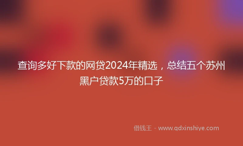 查询多好下款的网贷2024年精选，总结五个苏州黑户贷款5万的口子