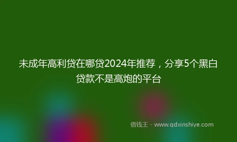未成年高利贷在哪贷2024年推荐，分享5个黑白贷款不是高炮的平台