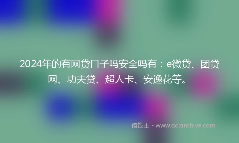 2024年的有网贷口子吗安全吗有：e微贷、团贷网、功夫贷、超人卡、安逸花等。