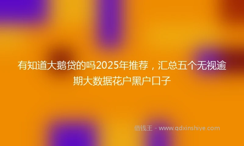有知道大鹅贷的吗2025年推荐，汇总五个无视逾期大数据花户黑户口子