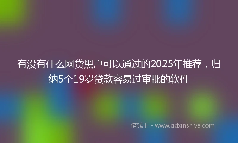 有没有什么网贷黑户可以通过的2025年推荐，归纳5个19岁贷款容易过审批的软件
