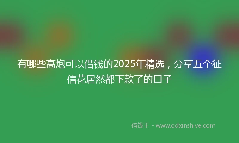 有哪些高炮可以借钱的2025年精选，分享五个征信花居然都下款了的口子