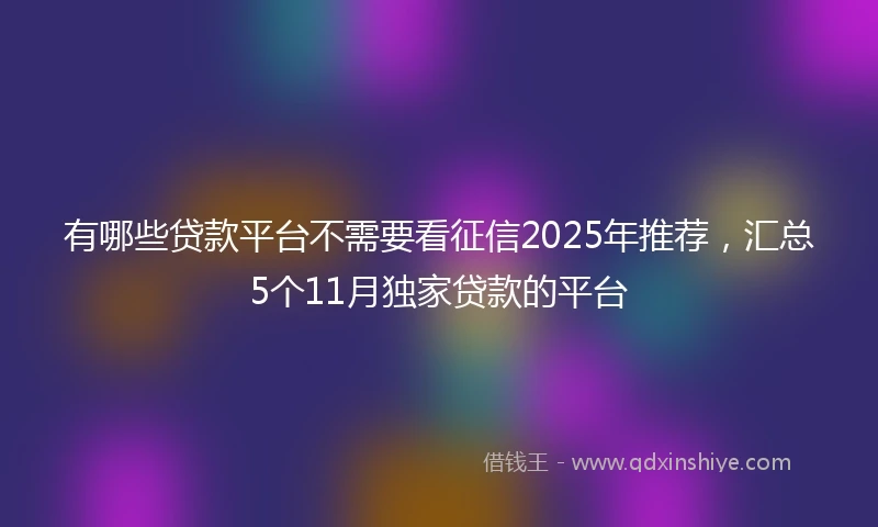 有哪些贷款平台不需要看征信2025年推荐，汇总5个11月独家贷款的平台