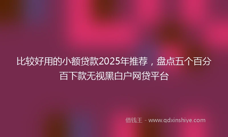 比较好用的小额贷款2025年推荐，盘点五个百分百下款无视黑白户网贷平台