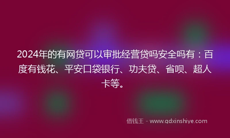 2024年的有网贷可以审批经营贷吗安全吗有：百度有钱花、平安口袋银行、功夫贷、省呗、超人卡等。