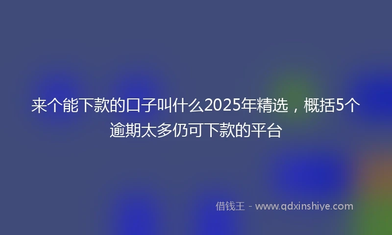 来个能下款的口子叫什么2025年精选，概括5个逾期太多仍可下款的平台