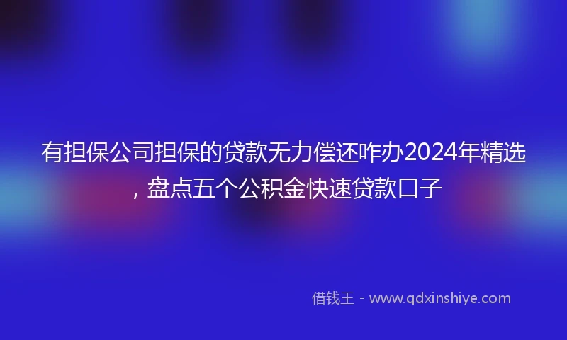 有担保公司担保的贷款无力偿还咋办2024年精选，盘点五个公积金快速贷款口子