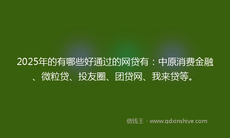 2025年的有哪些好通过的网贷有：中原消费金融、微粒贷、投友圈、团贷网、我来贷等。