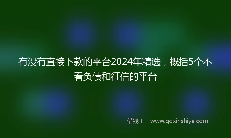 有没有直接下款的平台2024年精选，概括5个不看负债和征信的平台