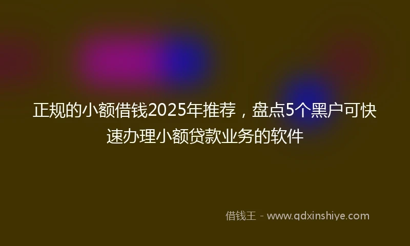 正规的小额借钱2025年推荐，盘点5个黑户可快速办理小额贷款业务的软件