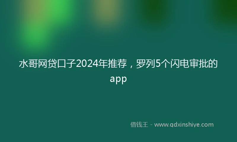 水哥网贷口子2024年推荐，罗列5个闪电审批的app