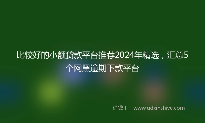 比较好的小额贷款平台推荐2024年精选，汇总5个网黑逾期下款平台