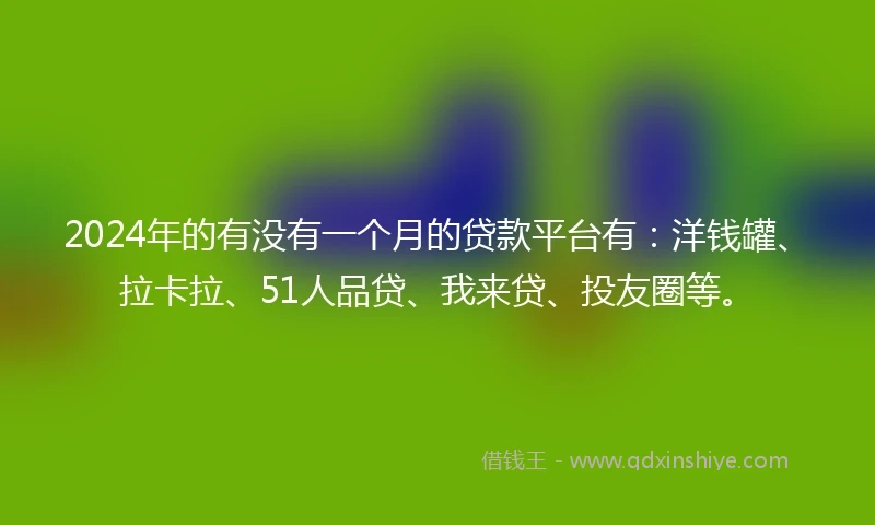 2024年的有没有一个月的贷款平台有：洋钱罐、拉卡拉、51人品贷、我来贷、投友圈等。