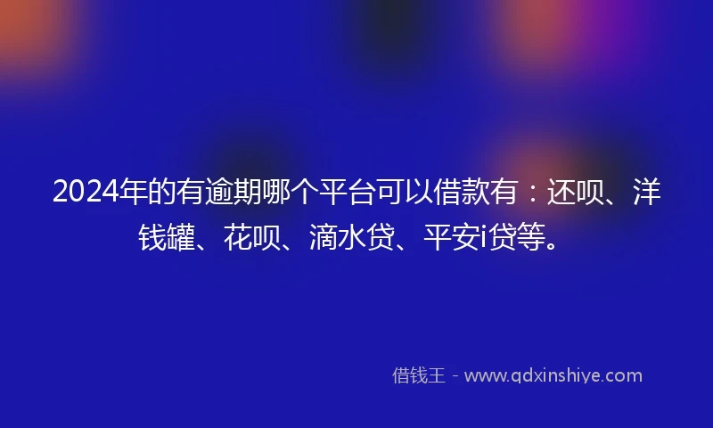 2024年的有逾期哪个平台可以借款有：还呗、洋钱罐、花呗、滴水贷、平安i贷等。