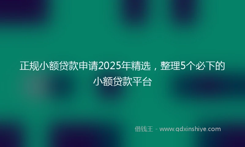 正规小额贷款申请2025年精选，整理5个必下的小额贷款平台