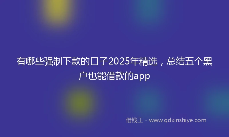 有哪些强制下款的口子2025年精选，总结五个黑户也能借款的app