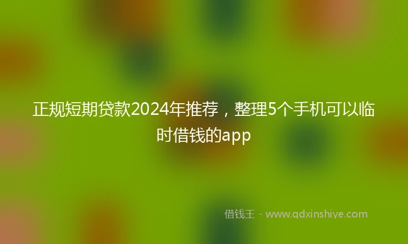正规短期贷款2024年推荐，整理5个手机可以临时借钱的app