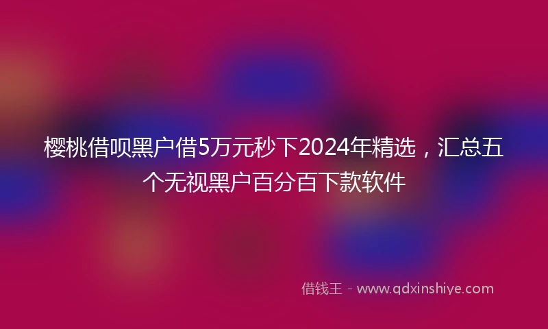 樱桃借呗黑户借5万元秒下2024年精选，汇总五个无视黑户百分百下款软件