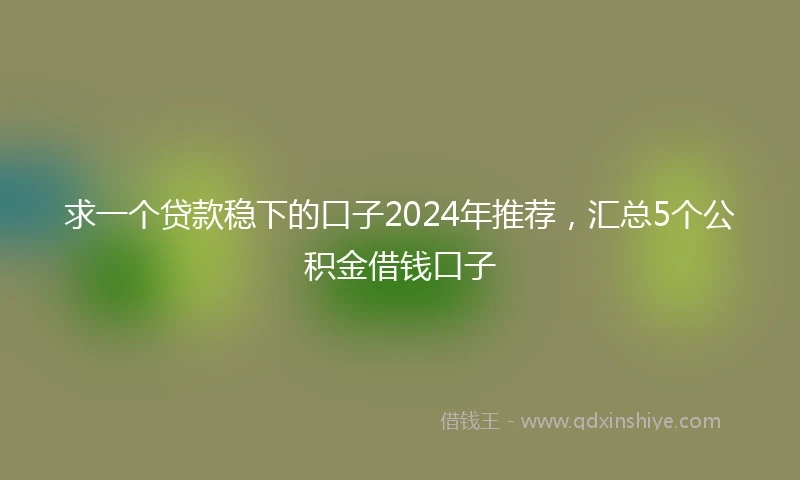 求一个贷款稳下的口子2024年推荐，汇总5个公积金借钱口子