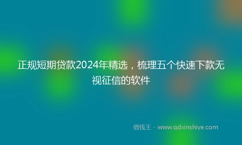 正规短期贷款2024年精选，梳理五个快速下款无视征信的软件
