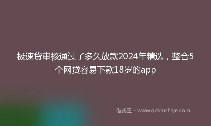 极速贷审核通过了多久放款2024年精选，整合5个网贷容易下款18岁的app