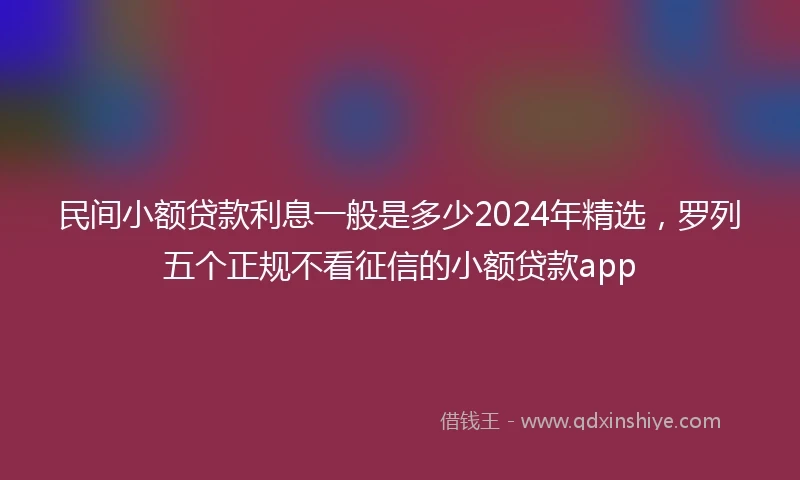 民间小额贷款利息一般是多少2024年精选，罗列五个正规不看征信的小额贷款app