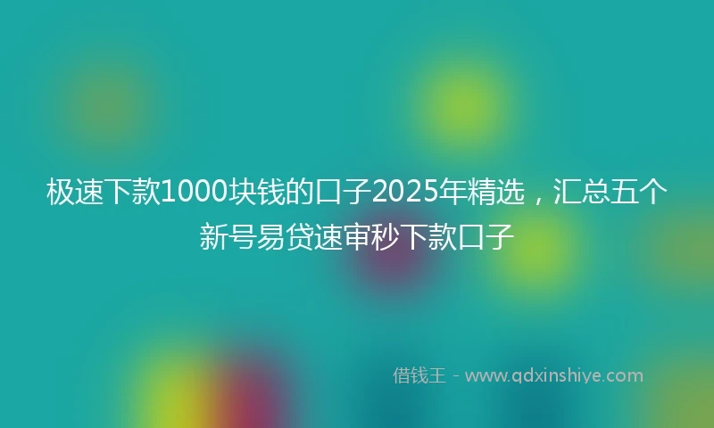 极速下款1000块钱的口子2025年精选，汇总五个新号易贷速审秒下款口子