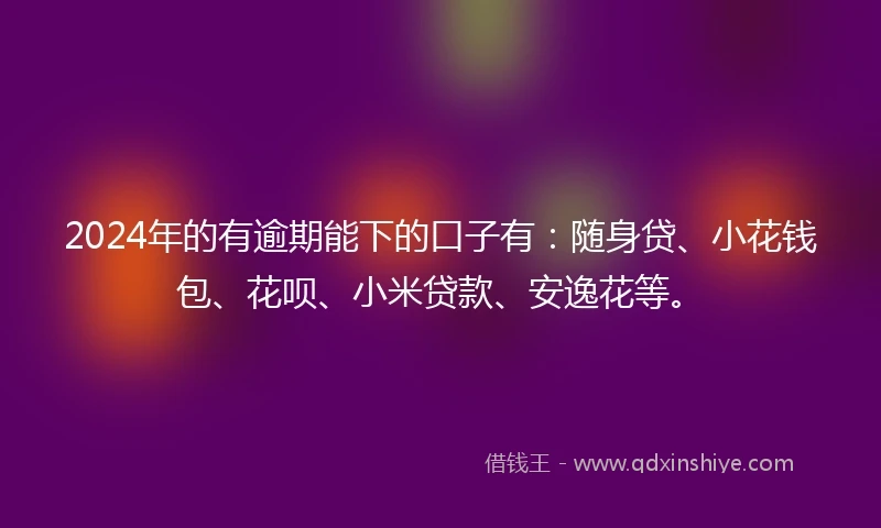 2024年的有逾期能下的口子有：随身贷、小花钱包、花呗、小米贷款、安逸花等。
